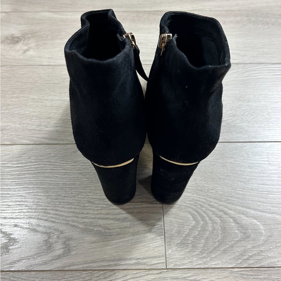 VC John Camuto Black True Suede Booties with Gold Trim - Picture 4 of 10